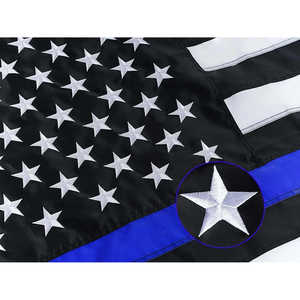 Banderas del Thin Blue Line 4x6 para exteriores - Bandera policial con estrellas bordadas, bandera resistente de respaldo azul, la línea azul es vital - Product Image 5