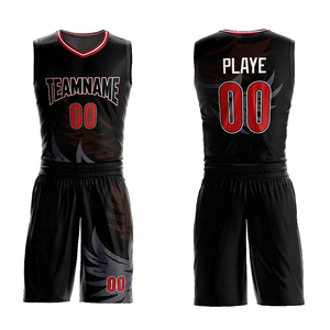 ชุดเสื้อบาสเก็ตบอลคอวีแขนกุดพิมพ์ลายซับลิเมชันออกแบบได้ตามต้องการชุดเสื้อถักโพลีเอสเตอร์ปักโลโก้สั้น - Product Image 4