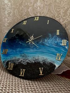 Statement Epoxy Resin Wall <b>Clock</b>-Customized Size & Shape Wedding Home Decor Handmade Battery Operated Modern Design - Product Image 4