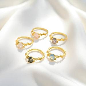 Venta caliente Oval Rose Quartz Gemstone Ring - 925 Silver Leaf Designer Fashion Ring Jewelry Wholesale - Product Image 2