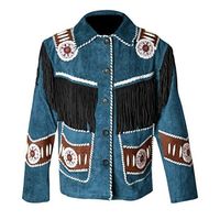 Veste en cuir de vachette véritable de style western pour homme, de qualité supérieure, à franges et perles, à prix abordable