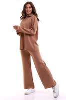 Ensemble de survêtement deux pièces en tricot pour femme Ensemble pull et pantalon surdimensionnés à col roulé uni de haute qualité Tricots texturés doux