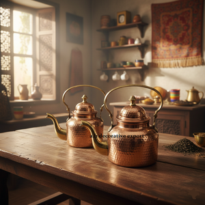 Bouilloire en cuivre martelé artisanal traditionnel, écologique, de luxe, pour la décoration de cuisine haut de gamme, service de table, théière/cafetière solide - Product Image 3