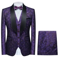 Costume de mariage 3 pièces pour homme, coupe ajustée, croisé, grande taille, décontracté et habillé, avec blazer à revers crantés