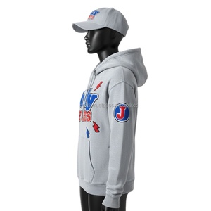 Sweat à capuche pour femme, 320 GSM, polaire doux, mélange coton et polyester, couleur gris, logo brodé personnalisé, vêtements basiques pour femme, sweats à capuche - Product Image 3