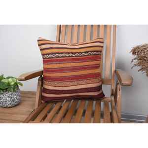 Almohada de lana Kilim Beige de 18x18 pulgadas, almohada de acento de lujo, patrón esponjoso Vintage, pluma con estampado rústico para ropa de cama de Navidad - Product Image 1