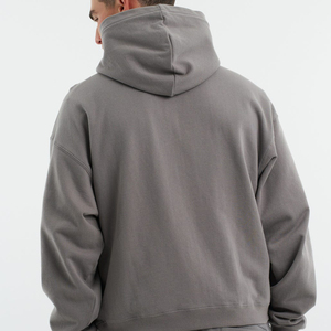 Sweat-shirts à capuche pour hommes de haute qualité, lourds, logo personnalisé, teinture unie, 100% coton, poche, streetwear décontracté pour l'hiver - Product Image 2