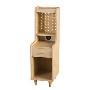 Mid-Century Modern Bedside Table with Pegboard Storage, Multifunctional Nightstand with <b>Drawer</b> and Open Shelf for <b>Small</b> Bedroom - Product Image 4
