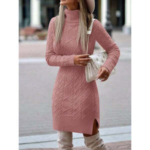 Robe midi en tricot à motifs en laine mélangée pour femme Jane's Loren - Vêtement d'hiver élégant et décontracté - Product Image 3