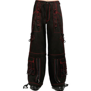 Pantalones Góticos Negros para Mujer, con Tachuelas y Costuras Rojas, Moda Gótica 2026 - Product Image 1