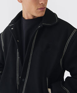 2025 nouveau arrivé Streetwear point de contraste varsité veste 100% coton laine décontracté Hip hop à la mode collège veste pour homme - Product Image 6