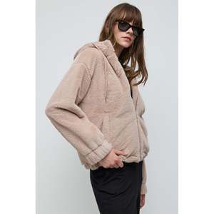 Parka décontractée en polaire marron à capuche et fermeture éclair - Product Image 2