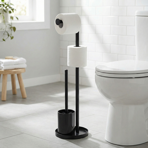 Soporte de rollo de diseño moderno soporte de papel higiénico con cepillo organizador de almacenamiento doméstico OEM disponible - Product Image 1