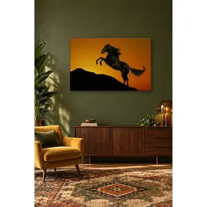 Impression sur toile Fida Orange Sunset Rearing Horse Silhouette - Product Image 5