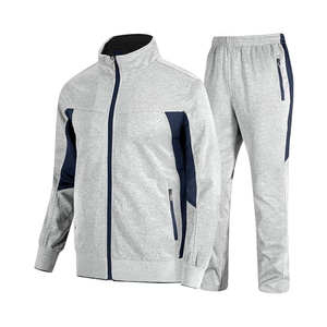 Vêtements de sport pour hommes, survêtements à fermeture éclair de couleur unie, survêtements d'entraînement de haute qualité, ensembles de survêtements de gymnastique - Product Image 1