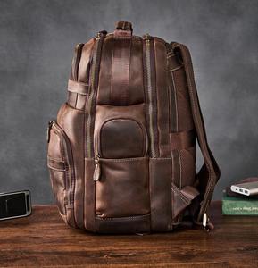 Sac à dos de luxe en cuir véritable imperméable et antivol, fermeture éclair, sac pour ordinateur portable de haute qualité, unisexe, capacité de 20 à 35 L, style vintage, coton - Product Image 3