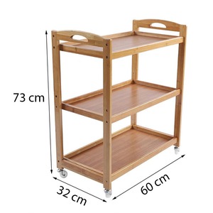 Étagère de cuisine mobile moderne KIBamboo KIB004 avec roulettes 32x60x73cm en bois de chêne - Product Image 5