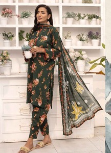 Femme Designer Coton/Pelouse Shalwar Kameez Dernière Collection Été Imprimé Pakistanais de Marque - Product Image 3