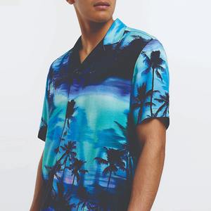 Wholesale <b>Men's</b> Short Sleeve <b>Hawaiian</b> <b>Shirt</b> 100% Cotton Printed Beach Design Button-Up Collar - Product Image 3