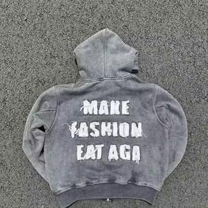 Fabricant de vêtements personnalisés brodés à l'acide lavage thermique appliqué en détresse broderie Patch Hoodies Sun Faded Hoodie - Product Image 2