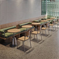 Cabina de sofá semicircular de acero inoxidable de diseño moderno, juego de mesa y silla temática de olla caliente comercial para comedor para restaurantes