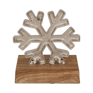 Best Sale Metal Snowflakes with Wood Base Hanging Christmas Decorations Stockholder - Product Image 4