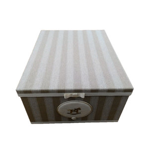 Scatola Organizzatrice per Armadio a Righe Panama in Tessuto di Cotone con Maniglia per Camera da Letto - Product Image 2