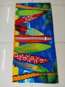 Serviette de plage rectangulaire en coton imprimé planche de surf tropicale, écologique, séchage rapide, pour adultes, piscine, resort, vacances - Product Image 6