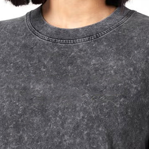 Camiseta Ecológica de Mujer, Corte Ajustado, Hombros Caídos, Lavado Ácido, Logotipo Personalizable, Impresa, Informal, Veraniega, Transpirable, de Secado Rápido - Product Image 3