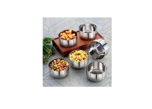 Bol de présentation alimentaire élégant en acier inoxydable fabriqué à la main en Inde, écologique, pour restaurant et usage domestique, personnalisable, approvisionnement en vrac - Product Image 5