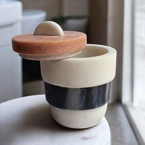 Ensemble d'accessoires de salle de bain de luxe élégants en marbre albâtre plateaux de courtoisie ou distributeur de savon liquide fabriqués à la main décoration d'hôtel et de maison - Product Image 5