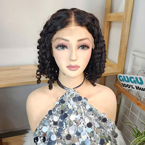 Cheveux humains vierges vietnamiens à 100% pour perruque en dentelle HD avec fermeture 5x5, boucles pixie, super double trame, couleur naturelle - Product Image 1