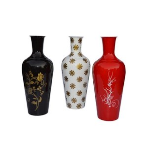 Vase à fleurs de luxe décoratif en métal avec revêtement en poudre dorée brillante pour la décoration de la maison - Product Image 6