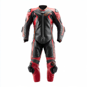 Costume en cuir blanc OEM Veste en cuir véritable pour hommes Pantalon de course Ensemble en cuir de motocyclette pour hommes - Product Image 5