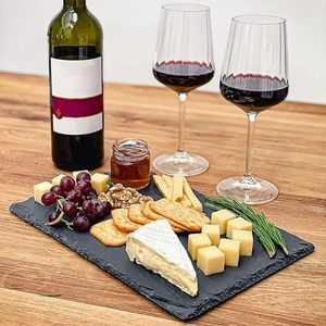 Elegant 3-Piece Set of 20x30 cm Black <b>Slate</b> Plates Waterproof and Non-Slip for Appetizers - Product Image 3