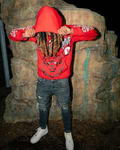 เสื้อฮู้ดสไตล์สตรีทแวร์ผ้าคอตตอนผ้าเกล็ดปลาทำจากผ้าคอตตอนพิมพ์ลายซักทำจากผ้าคอตตอนพิมพ์ลายสกรีน - Product Image 2