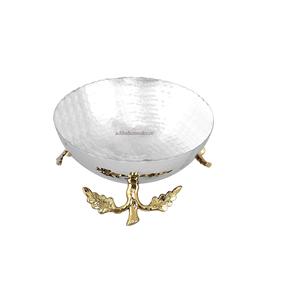 Bols de service modernes en métal de design avec support Bols décoratifs de table à motif floral avec finition noire/dorée pour les fêtes - Product Image 3