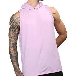 <b>Men's</b> <b>Gym</b> Fitness <b>Tank</b> <b>Top</b> Hooded Vest Quick Dry Breathable 100% Cotton Sporty Style - Product Image 1
