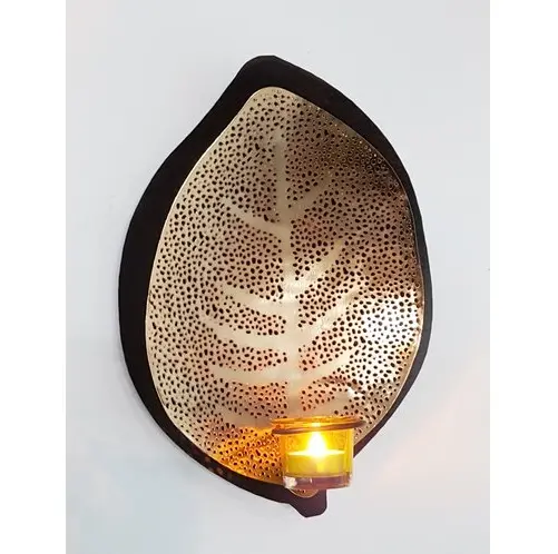 Fabulous Design Leaf Shape Metal Iron Candle Holder With Superior Quality Wall Decoration Candle Holder