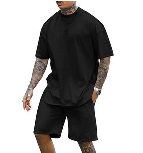 Conjunto de 2 piezas de camisa y pantalones cortos de verano transpirables de gran tamaño estilo holgado estampado - Product Image 1