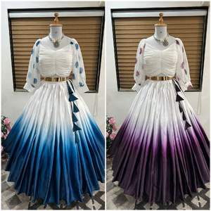 Lehenga-Blusa de seda satinada con hermoso estampado Digital, blusa de estilo elegante con tejido completamente cosido, nuevo - Product Image 3