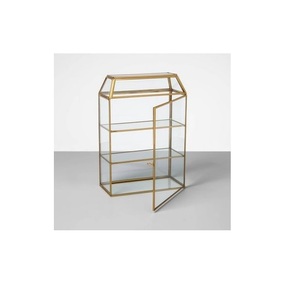 Natural Brass Finished Metal and Glass Almirah for Jewelry in Home Events Malls Shop for Display Usage in Good Prices - Product Image 1