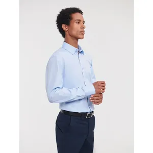 Herringbone <b>Long</b> <b>Sleeve</b> <b>Polo</b> <b>Shirt</b> with Corporate Merchandising Promotional Product Category - Product Image 6