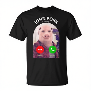 Camiseta con meme de John Pork Is Calling, camiseta negra divertida unisex para adultos - Product Image 2