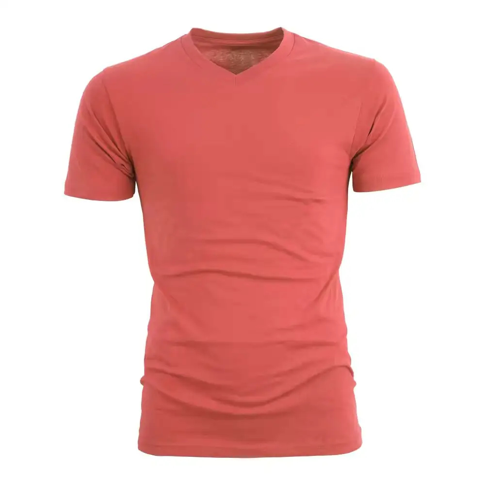 Groothandel 2024 Topkwaliteit Hot Sale 100% Katoen Zomer T-Shirt Mannen Effen Kleur V-Hals T-Shirt Casual Heren Kleding