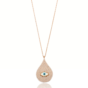 Colgante de plata de ley 925 con diseño de pera y circonita transparente, hecho a mano en Turquía, venta al por mayor - Product Image 1