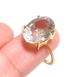 Bague Améthyste Verte en Argent Sterling 925 Plaqué Or Améthyste Verte Bague Pierres Précieuses Bague Plaqué Or bijoux - Product Image 3