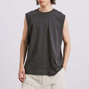 Nouveau Logo personnalisé vêtements de sport d'été ajustement 100% coton coupe chemise couleur unie sans manches hommes - Product Image 4