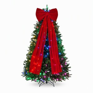 <span class=keywords><strong>Sapin</strong></span> de Noël pré-éclairé RGB de 1,80 m, 300 lumières LED, contrôle par application, ampoules Edison multicolores, 1274 pointes, grand nœud rouge, décor en <span class=keywords><strong>sapin</strong></span> aspen - Product Image 1