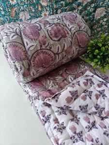 Couvre-lit de luxe en coton imprimé à la main réversible, Razai - Product Image 5